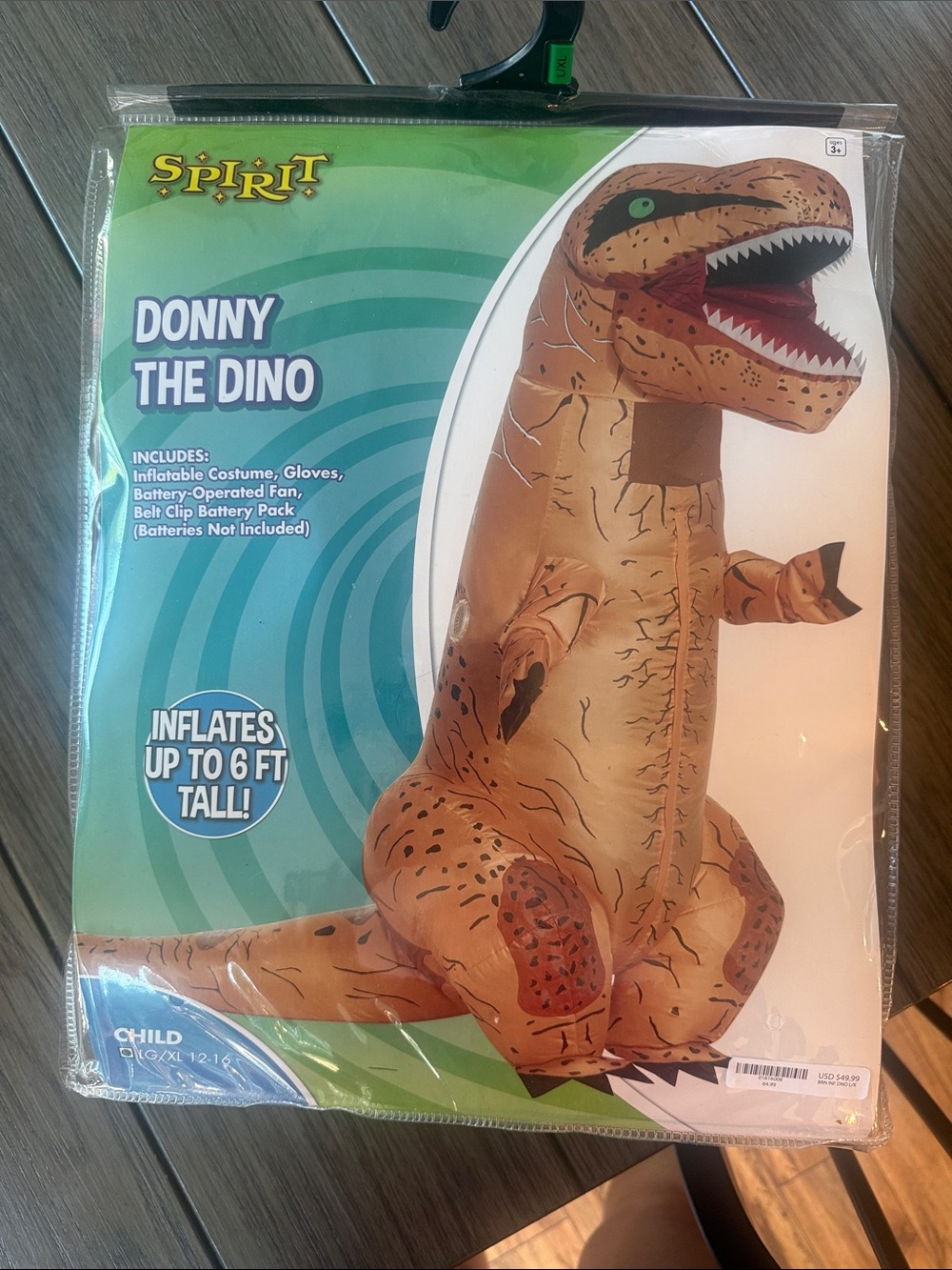 Spirit Donny The Dino Inflatable Costume - Brown
